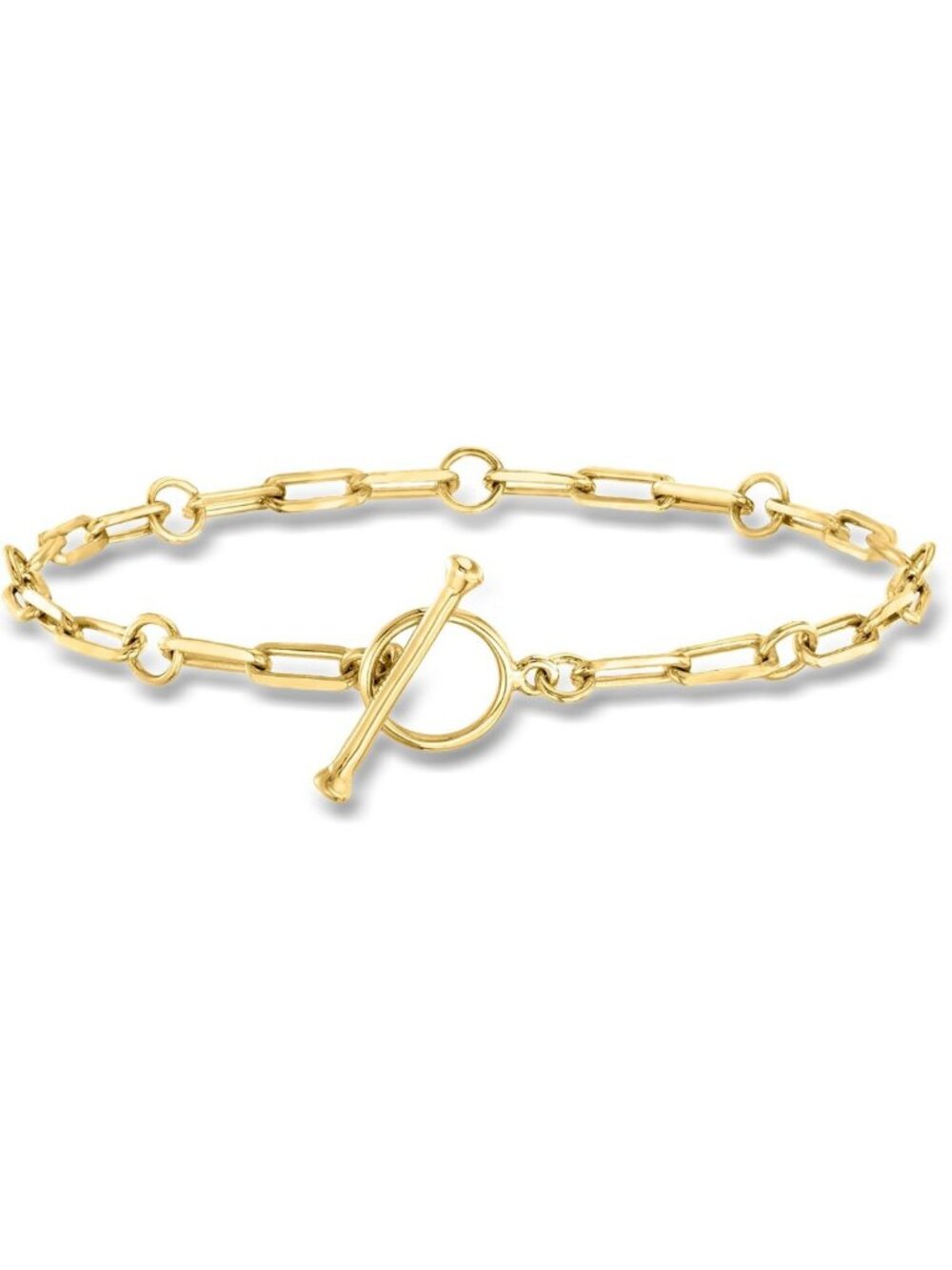 18kt Gold Over Sterling Charm-Compatible Paper Clip Link Toggle Bracelet